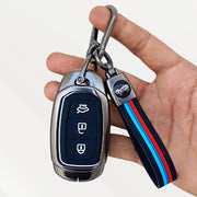 Metal Silicone Key Cover (Belt) for Verna, i20 Asta | 3 Button Smart Key