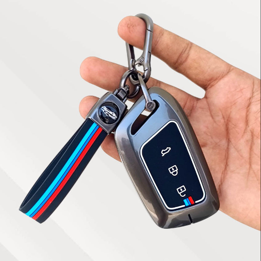 Metal Silicone Key Cover (Belt) for MG Hector | 3 Button Smart Key