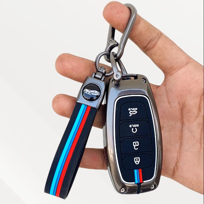 Metal Silicone Key Cover (Belt) for New Verna (2023) | 4 Button Smart Key