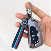 Metal Silicone Key Cover (Belt) for Volkswagen Virtus | Skoda Octiva | 3 Button Smart Key