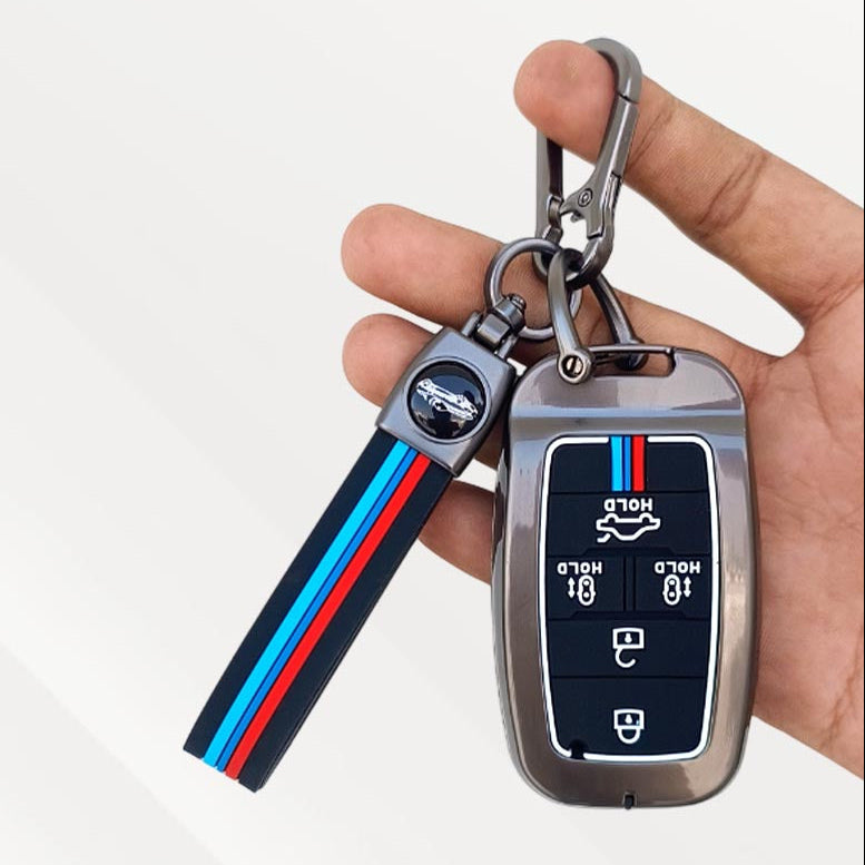 Metal Silicone Key Cover (Belt) for Kia Carnival | 5 Button Smart Key