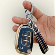 TPU Car Key Cover Compatible With Creta, Venue, Aura, i20,Grand i10 Nios, Xcent | 3 Button Flip Key