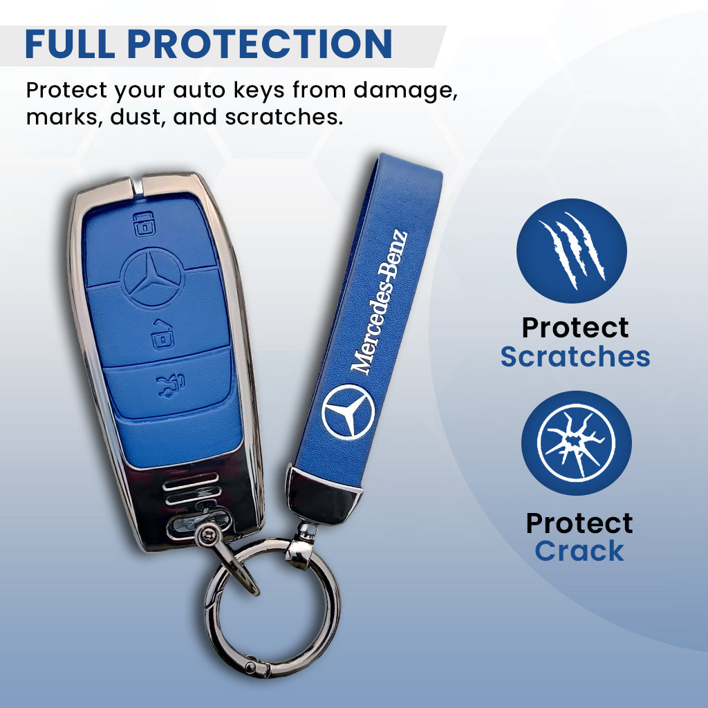 Metal Leather key cover for Mercedes Benz Compatibility: A-Class, C-Class, E-Class, G-Class, S-Class.