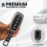 Metal Silicon Car Key Cover Compatible with New Verna (2022) | 4 Button Smart Key |