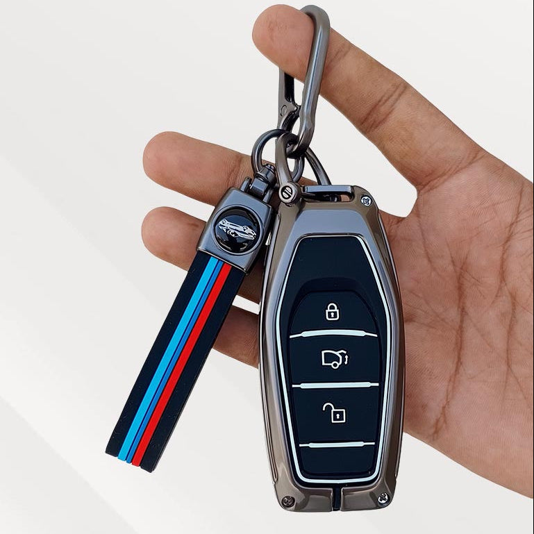 Metal Silicone Key Cover (Belt) for Mahindra XUV 500 | 3 Button Smart Key