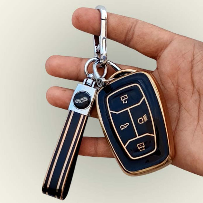 TPU Car Key Cover For TATA Punch, Tiago, Altroz, Nexon, Harrier, Safari, EV, Sierra | 4 Button Smart Key