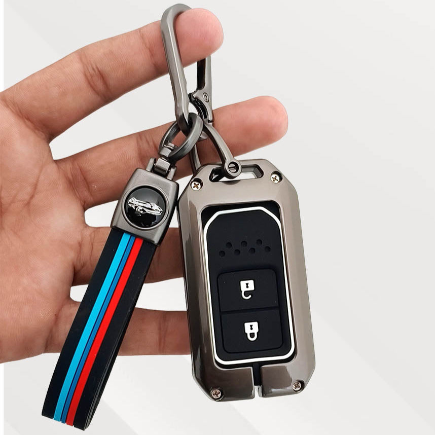 Metal Silicone Key Cover with Belt for with City, Civic, Jazz, Amaze, CR-V, WR-V, BR-V, Jazz BS6, Civic 2020 | Push Start Model