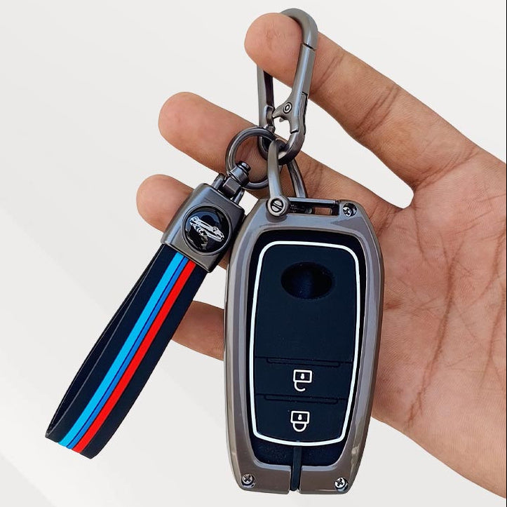 Metal Silicone Key Cover (Belt) for Toyota Fortuner, Hilux, Innova Crysta, Legender, Innova HyCross, Land Cruiser | 2 Button Type M1 Push Start Smart Key