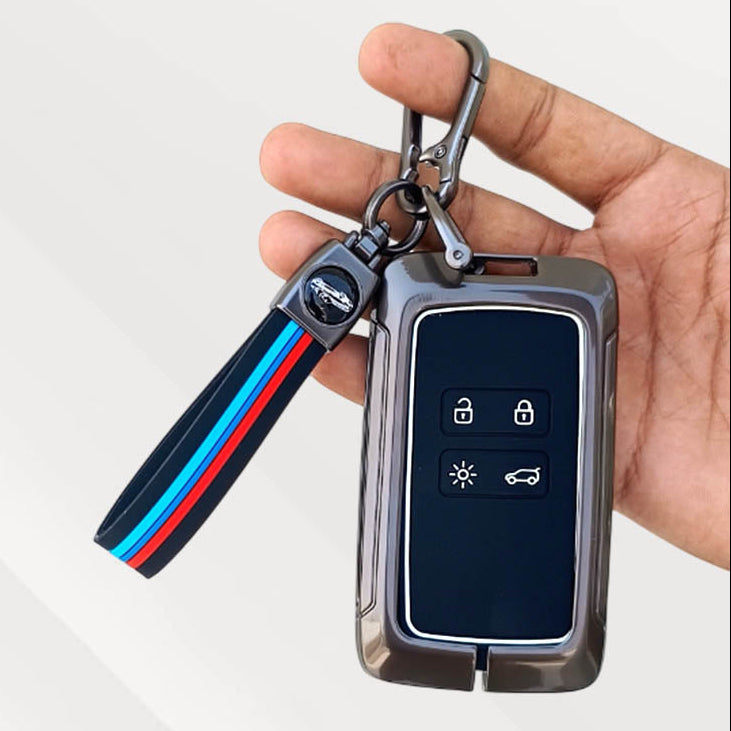 Metal Silicone Key Cover (Belt) for Renault Triber, Kiger | 4 Button Smart Key
