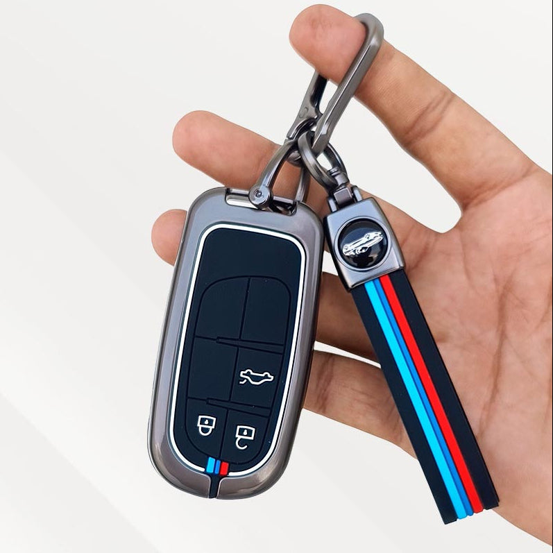 Metal Silicone Key Cover (Belt) forJeep Compass | 3 Button Smart Key