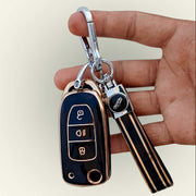 TPU Car Key Cover For TATA Arai, Safari, Tiago, Zest, Bolt, Tigor, Hexa, Nexon, Harrier, Altroz, Punch | 3 Button Flip Key