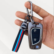 Metal Silicone Key Cover (Belt) for Toyota Corolla, Camry, Ascent, Yaris, Levin | 2 Button Flip Key