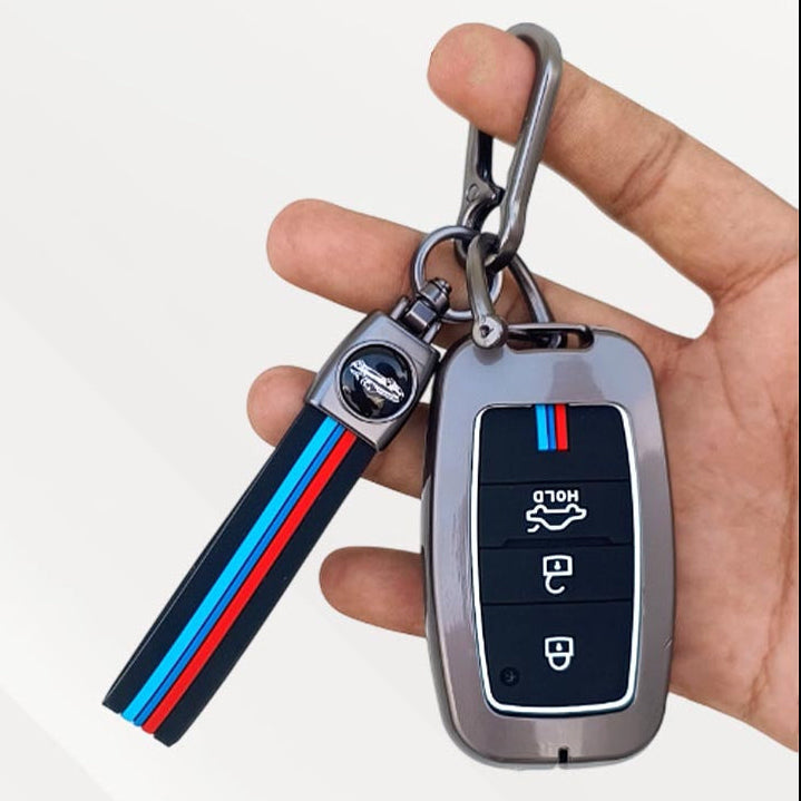 Metal Silicone Key Cover (Belt) for Seltos, Sonet, Carens | Push Start Key