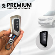 Metal Silicon Key Cover fit Volkswagen Virtus | Skoda Octiva | 3 Button Smart Key