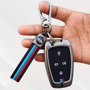 Metal Silicone Key Cover (Belt) for TATA Punch, Tiago, Altroz, Nexon, Harrier, Safari, EV, Sierra | 4 Button Smart Key