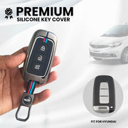 Metal Silicon Car Key Cover Compatible with Hyundai Elentra, Old Verna, Old i20 | Push Button Smart Key