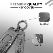 Metal Leather Key Cover For Audi Q5, A5, A8, Q7, A4, A6 3 button smart key