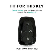 Metal Leather Car Key Cover For TATA Punch, Tiago, Altroz, Nexon, Harrier, Safari, EV, Sierra | 4 Button Smart Key