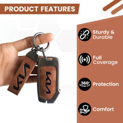 Metal Leather Car Key Cover Compatible With Kia Seltos, Sonet 2023 | Push Start 4 Button Side Key