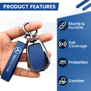 Metal Leather key cover for Mercedes Benz Compatibility: GL Series | S - Class | C - Class | M - Class | 3 Button Smart Key