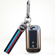 Metal Silicone Key Cover with Belt for Suzuki Baleno, Swift, Ertiga, XL6, DZire, Fronx, Scross, Celerio, Ciaz, Brezza, Grand Vitara, Jimny, Ignis | 2 Button Smart Key