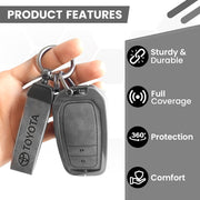 Metal Leather Car Key Cover For Toyota Fortuner, Hilux, Innova Crysta,  Legender, Innova HyCross, Land Cruiser | 2 Button Type M1 Push Start Smart Key