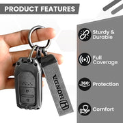 Metal Leather Key Cover Compatible with City, Civic, Jazz, Amaze,  CR-V, WR-V, BR-V, Jazz BS6,  Civic 2020 | Push Start Model
