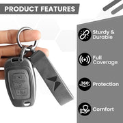 Mahindra Alturas G4, XUV 300 Key Cover | Metal Leather | 3 Button Flip Key