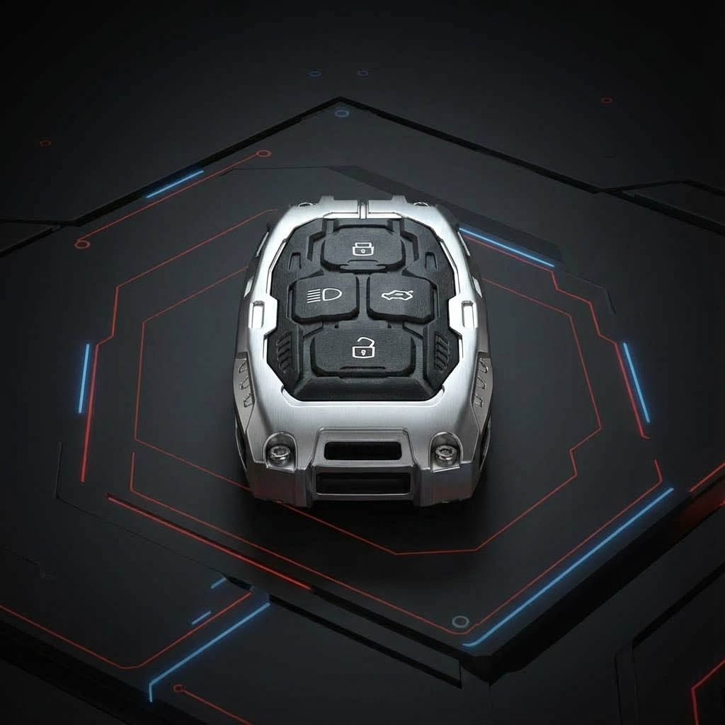 Transformer Car Key Cover Silver For TATA Punch, Tiago, Altroz, Nexon, Harrier, Safari, EV, Sierra | 4 Button Smart Key