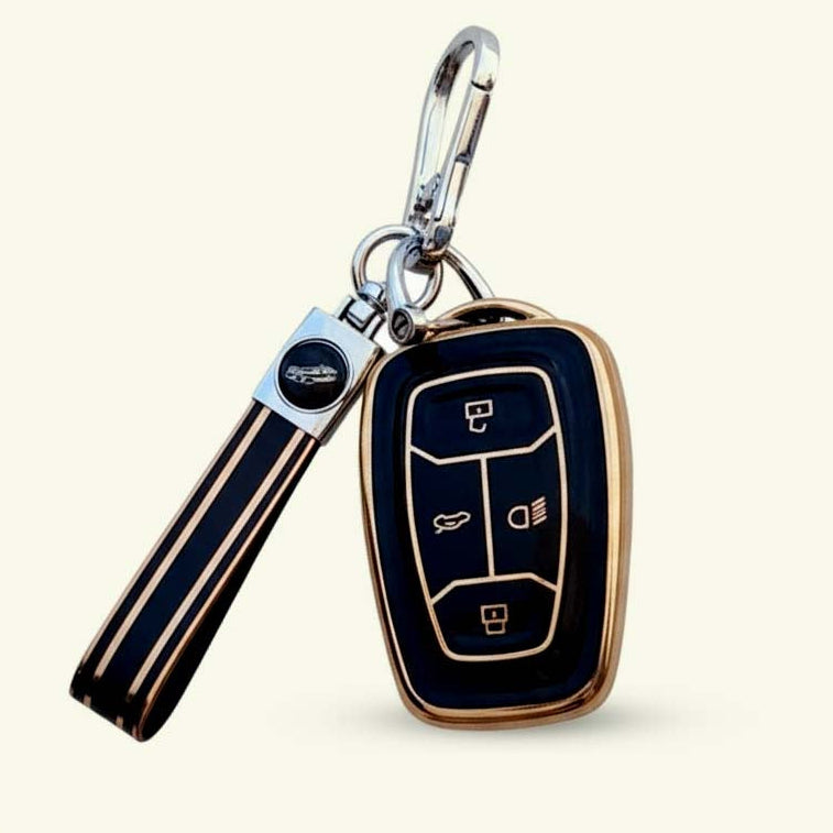 TPU Car Key Cover For TATA Punch, Tiago, Altroz, Nexon, Harrier, Safari, EV, Sierra | 4 Button Smart Key