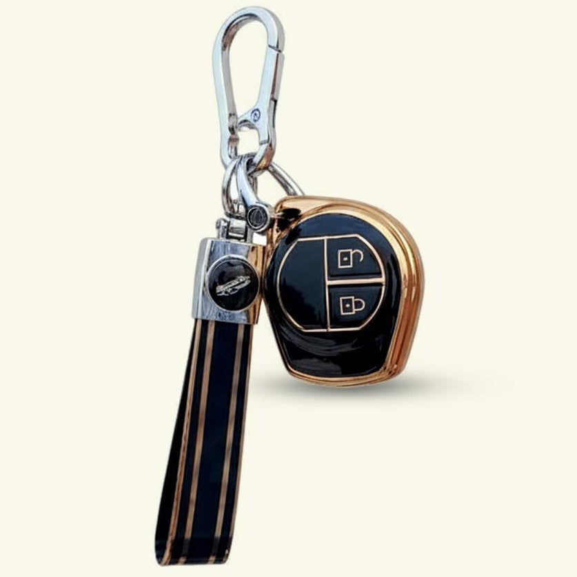 TPU Key Cover with Belt Suzuki Swift, Dzire, Ertiga, Baleno, Celerio, WagonR, Ritz, Brezza, Scross, Alto, Fronx, XL6, Ciaz, Grand Vitara, Jimny, Alto K10, S Presso, Ignis |for Toyoto Rumion, Hyryder, Urben Cruiser, Galanza | 2 Button Key
