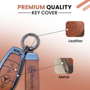Metal Leather key cover for Mercedes Benz Compatibility: A-Class, C-Class, E-Class, G-Class, S-Class.
