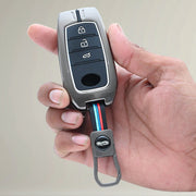 Metal Silicon Car Key Cover For Toyota Fortuner, Hilux, Innova Crysta,  Legender, Innova HyCross, Land Cruiser | 3 Button Type M1 Push Start Smart Key