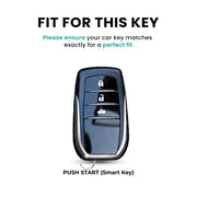 Metal Silicon Car Key Cover with Zinc Alloy For Toyota Fortuner, Hilux, Innova Crysta, Legender, Innova HyCross, Land Cruiser - 3 Button Smart Key - 360° Shock-Proof Protection for Fortuner & Innova - (Biscuit Brown)