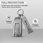 Metal Leather Key Cover For Audi Q5, A5, A8, Q7, A4, A6 3 button smart key