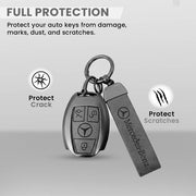 Metal Leather key cover for Mercedes Benz Compatibility: GL Series | S - Class | C - Class | M - Class | 3 Button Smart Key