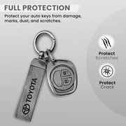 Metal Leather Key Cover for Toyota Rumion, Hyryder, Urben Cruiser, Galanza | 2 Button Key