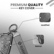 METAL LEATHER KEY COVER FOR BMW GT – SERIES | X SERIES | 5 SERIES | M – SERIES | 3 SERIES |7 SERIES OF 4 BUTTON CAR KEY COVER