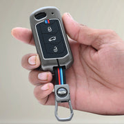 Metal Silicon Key Cover For Mahindra Scorpio, XUV 300,  Marazzo, XUV 700,  3XO, XUV 400 EV,  Bolero, Thar, TUV 3  & Thar Roxx | 3 Button Flip Key