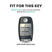 Metal Leather Car Key Cover Compatible With Kia Seltos, Sonet, Carens | Push Start Key