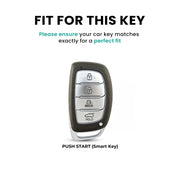 Metal Leather Car Key Cover Compatible With Creta, Venue, i20 Tucson, Elantra, Alcazar, Creta, Tucson | 4 Button Smart Key