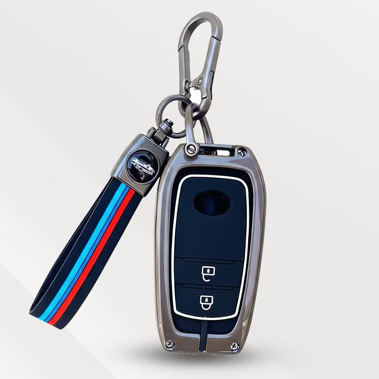 Metal Silicone Key Cover (Belt) for Toyota Fortuner, Hilux, Innova Crysta, Legender, Innova HyCross, Land Cruiser | 2 Button Type M1 Push Start Smart Key
