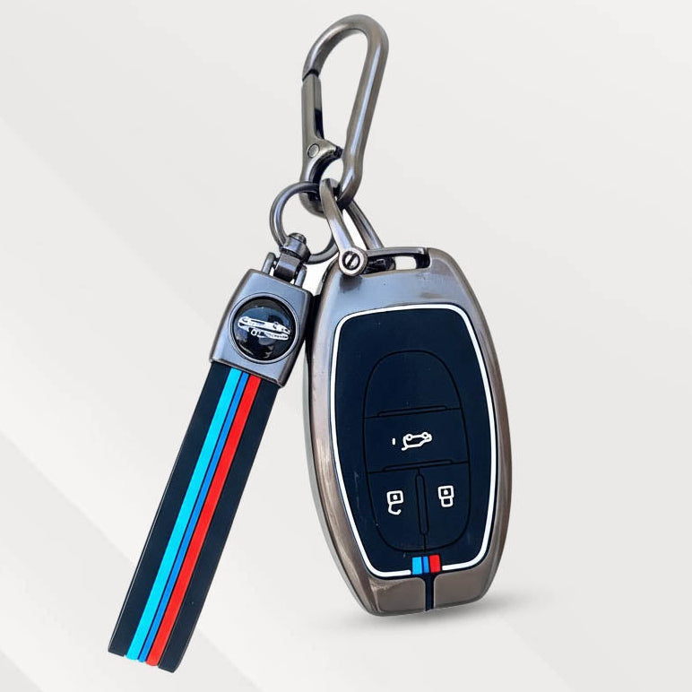 Metal Silicone Key Cover (Belt) for MG Astor, Gloster, Hector | 3 Button Smart Key