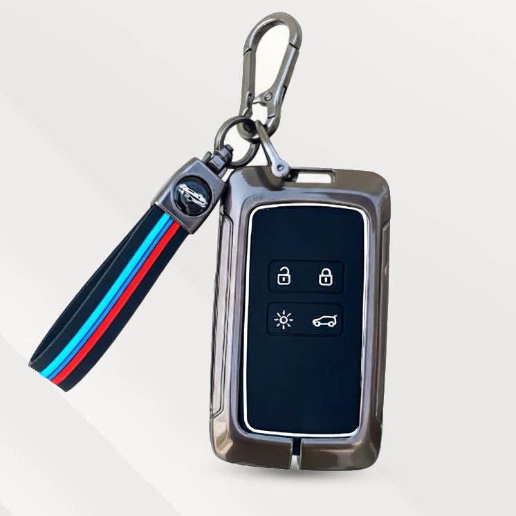 Metal Silicone Key Cover (Belt) for Renault Triber, Kiger | 4 Button Smart Key