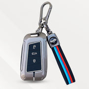 Metal Silicone Key Cover with Belt for Kushaq, Kodiaq | 3 Button Smart Key | Volkswagen | Skoda