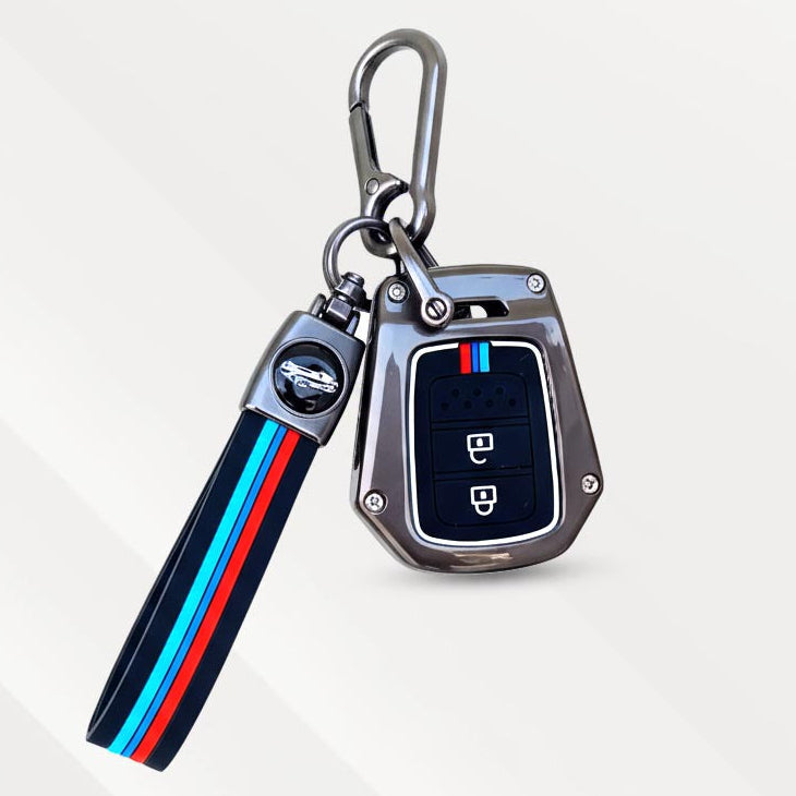 Metal Silicone Key Cover with Belt for Honda IV-TEC City, Jazz, WR-V, Amaze 2014 + | 2 Button