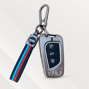 Metal Silicone Key Cover (Belt) for Toyota Corolla Altis, Innova Crysta | 3 Button Flip Key