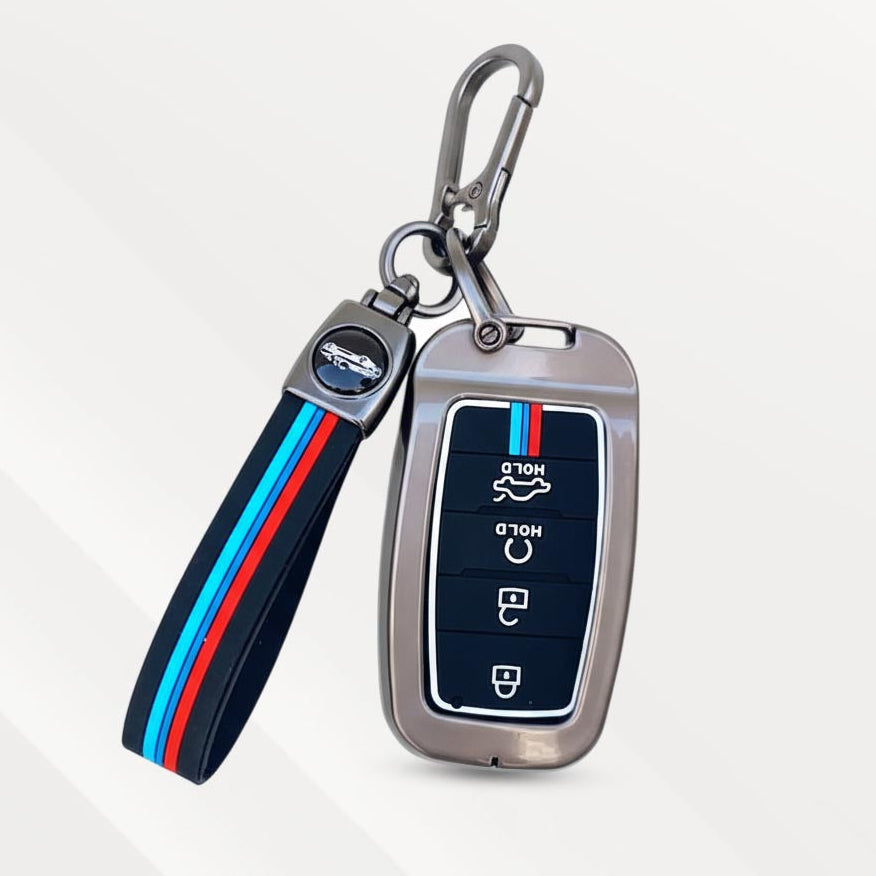 Metal Silicone Key Cover (Belt) for Kia Seltos, Sonet, Carens | Push Start Key
