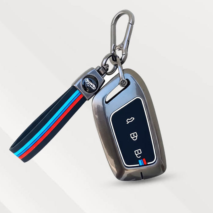 Metal Silicone Key Cover (Belt) for MG Hector | 3 Button Smart Key