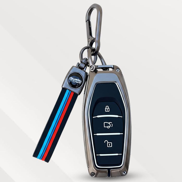 Metal Silicone Key Cover (Belt) for Mahindra XUV 500 | 3 Button Smart Key
